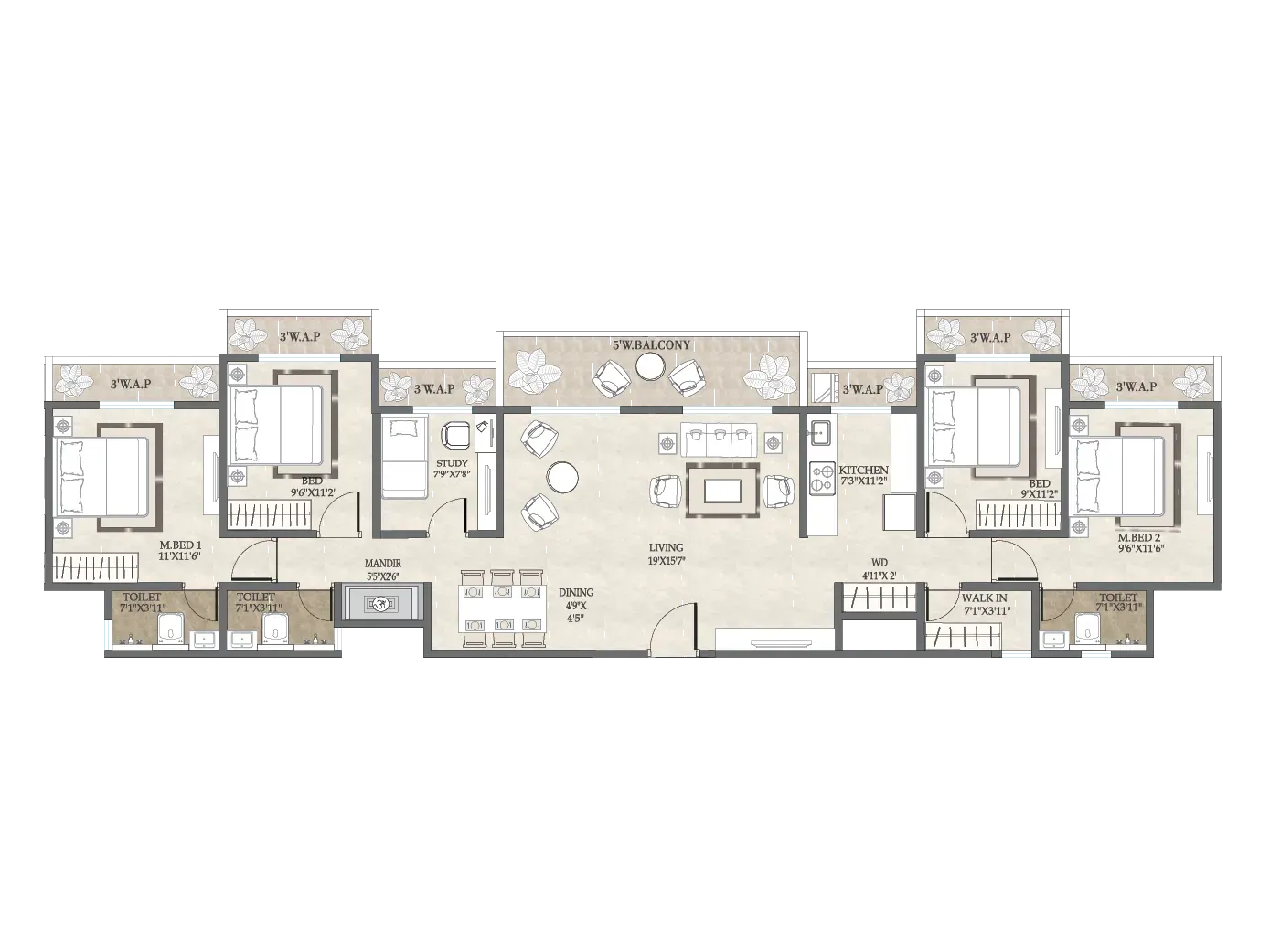 4 BHK Floor Plan